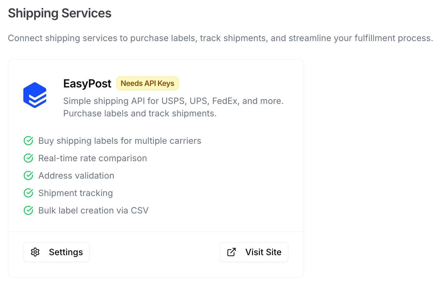 EasyPost connected card