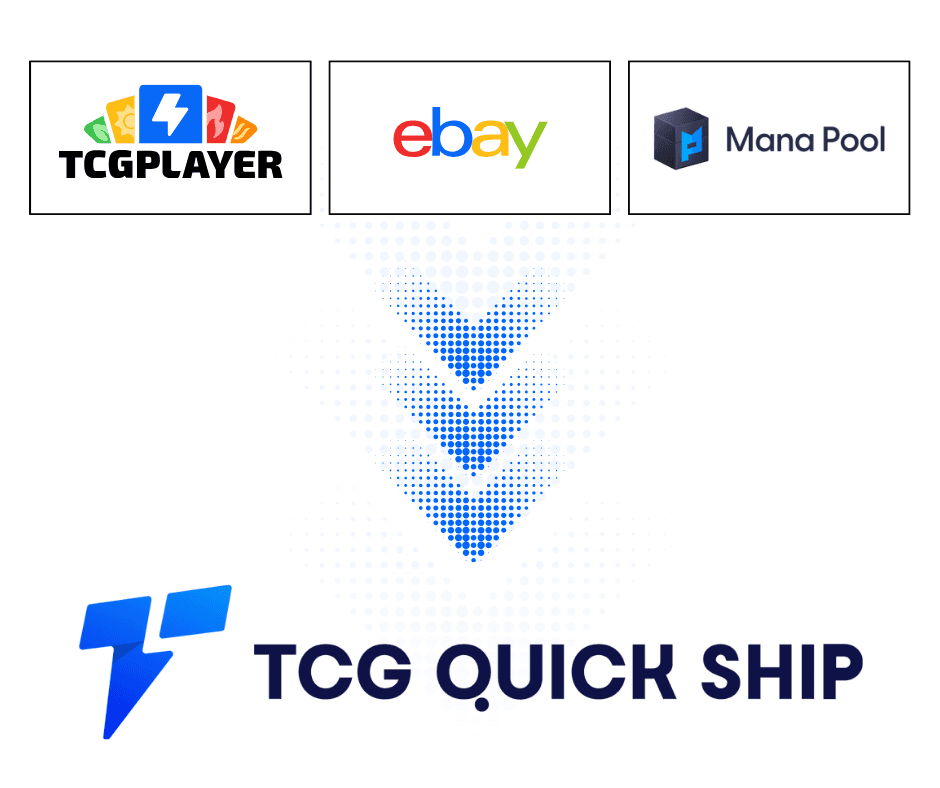 Order integrations screen showing eBay, TCGPlayer, and ManaPool connected