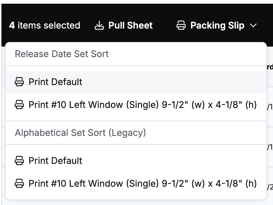 TCGplayer download packing slips